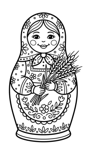 tranh tô màu Matryoshka cho bé 5 tuổi