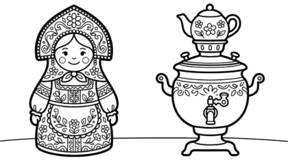 tranh tô màu Matryoshka cho bé 4 tuổi