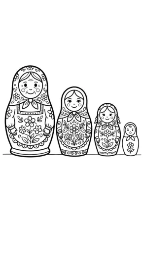 mẫu tranh tô màu Matryoshka cho bé