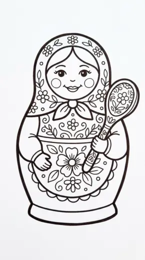 tải hình tô màu Matryoshka cho bé chất lượng cao
