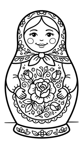 in tranh tô màu Matryoshka cho bé 8 tuổi
