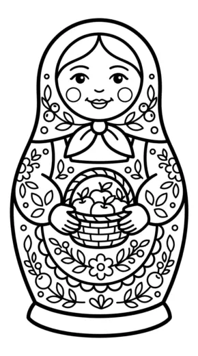 tranh tô màu Matryoshka cho bé 4 tuổi