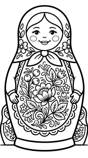 in hình tô màu Matryoshka cho bé 7 tuổi