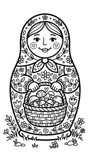 in tranh tô màu Matryoshka chất lượng cao