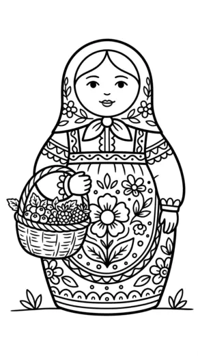tranh tô màu Matryoshka cho bé 4 tuổi chất lượng cao