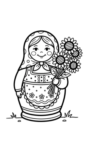 tranh tô màu Matryoshka cho bé tải chất lượng cao