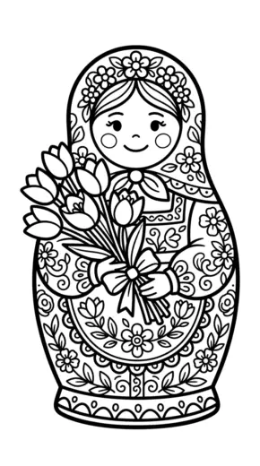 tải hình tô màu Matryoshka cho bé 3 tuổi