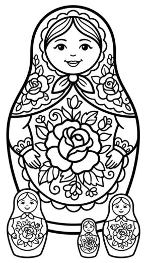 tải hình tô màu Matryoshka cho bé 4 tuổi