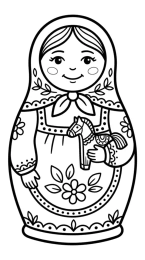 tải tranh tô màu Matryoshka cho bé 5 tuổi