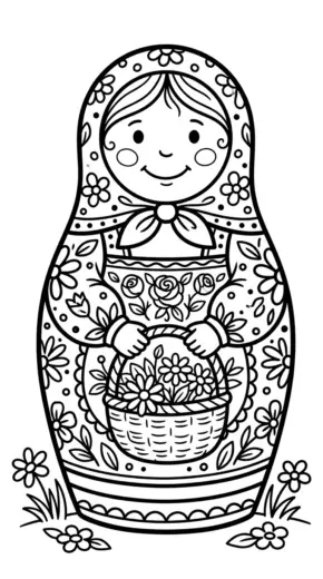 hình tô màu Matryoshka cho bé 4 tuổi