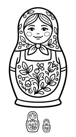tranh tô màu Matryoshka cho bé