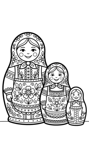 hình tô màu Matryoshka cho bé tải về