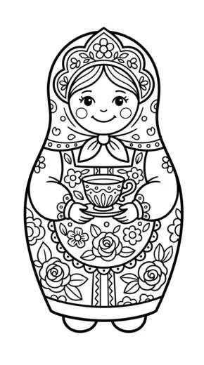 hình tô màu Matryoshka cho bé 8 tuổi chất lượng cao