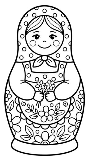 hình tô màu Matryoshka cho bé 5 tuổi