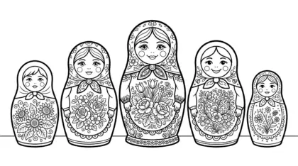 hình tô màu Matryoshka cho bé 7 tuổi chất lượng cao