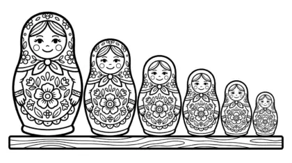 in tranh tô màu Matryoshka cho bé 7 tuổi