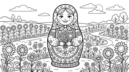 tranh tô màu Matryoshka cho bé 7-8 tuổi