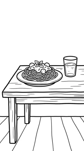tranh tô màu Mì spaghetti cho bé 4 tuổi chất lượng cao