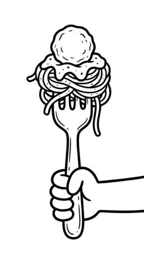 tranh tô màu Mì spaghetti cho bé tải chất lượng cao
