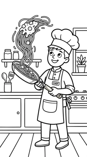 tải tranh tô màu Mì spaghetti cho bé 7 tuổi