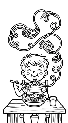 tranh tô màu Mì spaghetti cho bé 7-8 tuổi