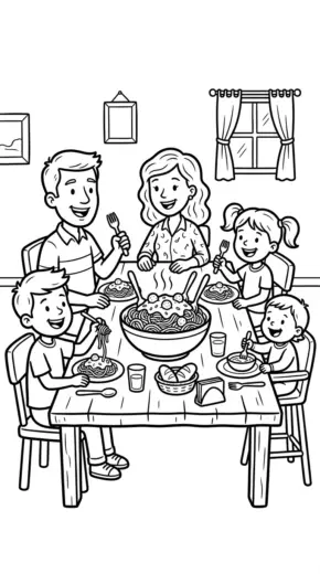 in tranh tô màu Mì spaghetti cho bé 8 tuổi