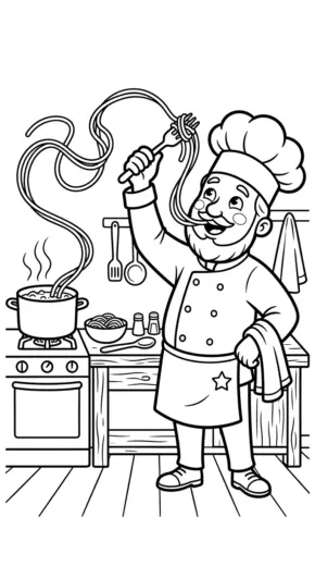 file hình tô màu Mì spaghetti cho bé 4-5 tuổi