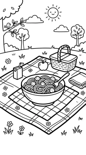 in tranh tô màu Mì spaghetti