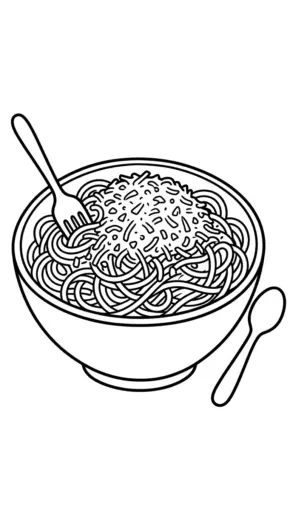 tranh tô màu Mì spaghetti cho bé