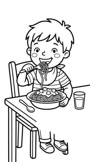 in tranh tô màu Mì spaghetti cho bé