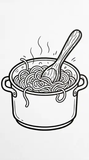 tranh tô màu Mì spaghetti cho bé 3 tuổi