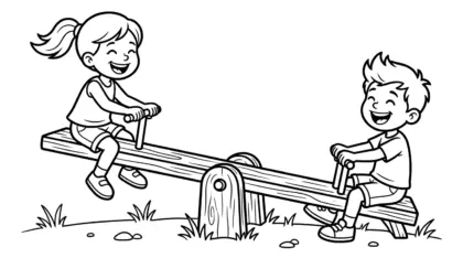 hình tô màu bập bênh cho bé 8 tuổi chất lượng cao