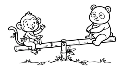 hình tô màu bập bênh cho bé 7 tuổi