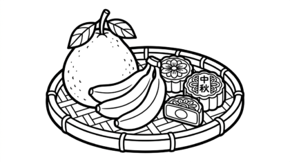 hình tô màu mâm ngũ quả rõ nét