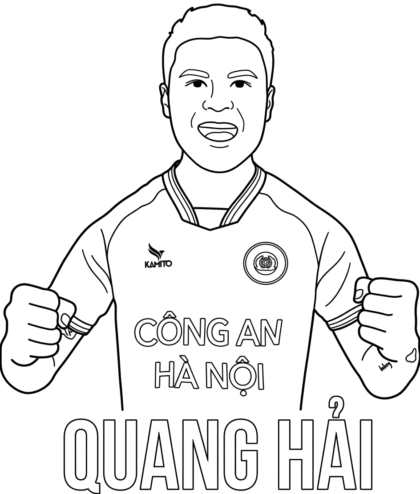 in tranh tô màu nguyễn quang hải cho bé 3 tuổi