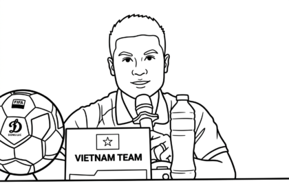 tranh tô màu nguyễn quang hải cho bé đơn giản