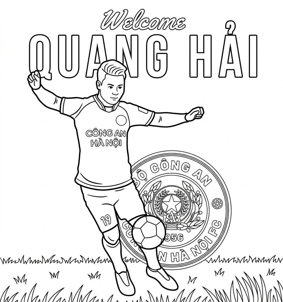 Tranh tô màu Nguyễn Quang Hải