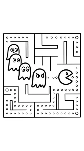 mẫu in hình tô màu pacman cho bé