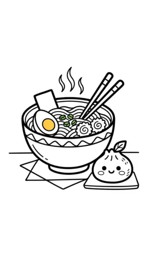 tải hình tô màu ramen cho bé