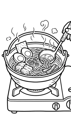 tranh tô màu ramen cho bé tải chất lượng cao