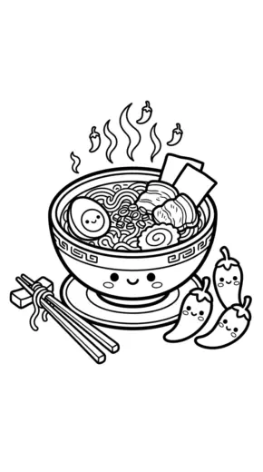 in hình tô màu ramen cho bé