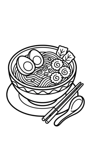 mẫu in hình tô màu ramen cho bé