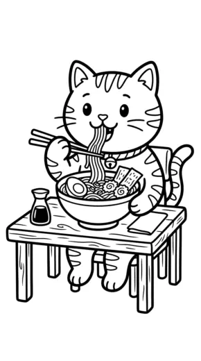 in hình tô màu ramen cho bé 8 tuổi
