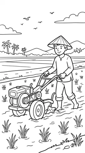 in tranh tô màu Tranh Tô Màu Máy Cày 13 cho bé 4 tuổi
