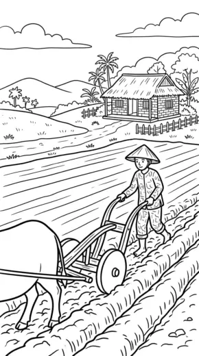 tải tranh tô màu Tranh Tô Màu Máy Cày 21 cho bé 8 tuổi