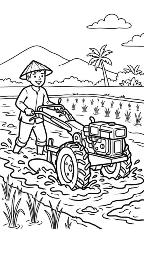 hình tô màu Tranh Tô Màu Máy Cày 25 cho bé 6 tuổi chất lượng cao