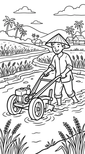 hình tô màu Tranh Tô Màu Máy Cày 28 cho bé 3 tuổi
