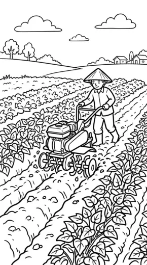 tải tranh tô màu Tranh Tô Màu Máy Cày 6 cho bé 4 tuổi