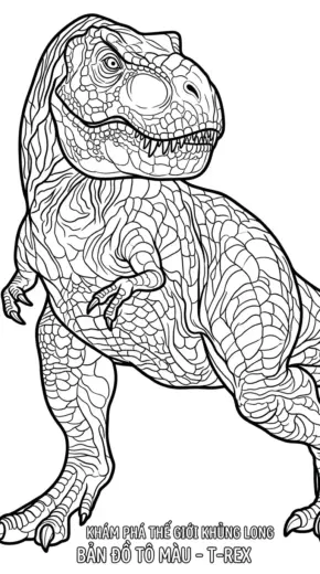 tranh tô màu Tranh Tô Màu T Rex 4 cho bé 3 tuổi