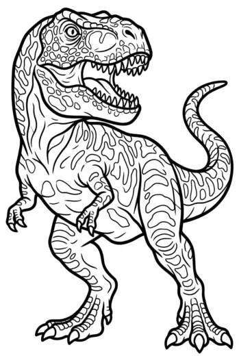 file tranh tô màu Tranh Tô Màu T Rex 6 cho bé 4-5 tuổi
